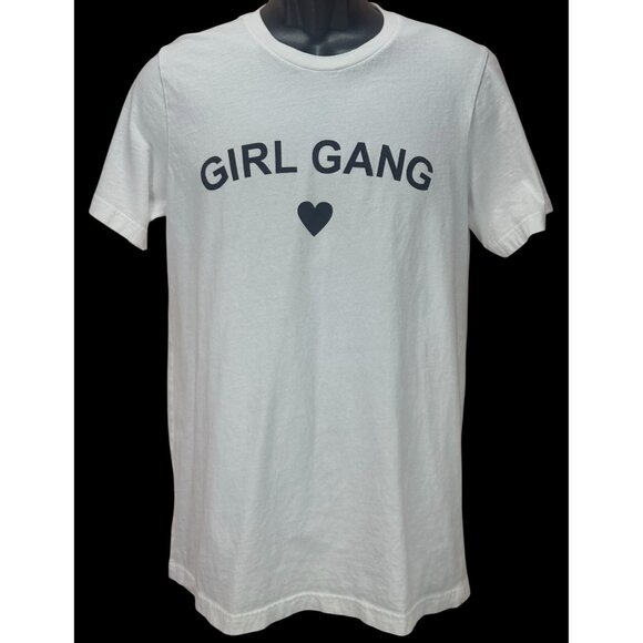 "Girl Gang" Heart Graphic White Bella+Canvas Womens Tshirt Medium - Picture 1 of 6